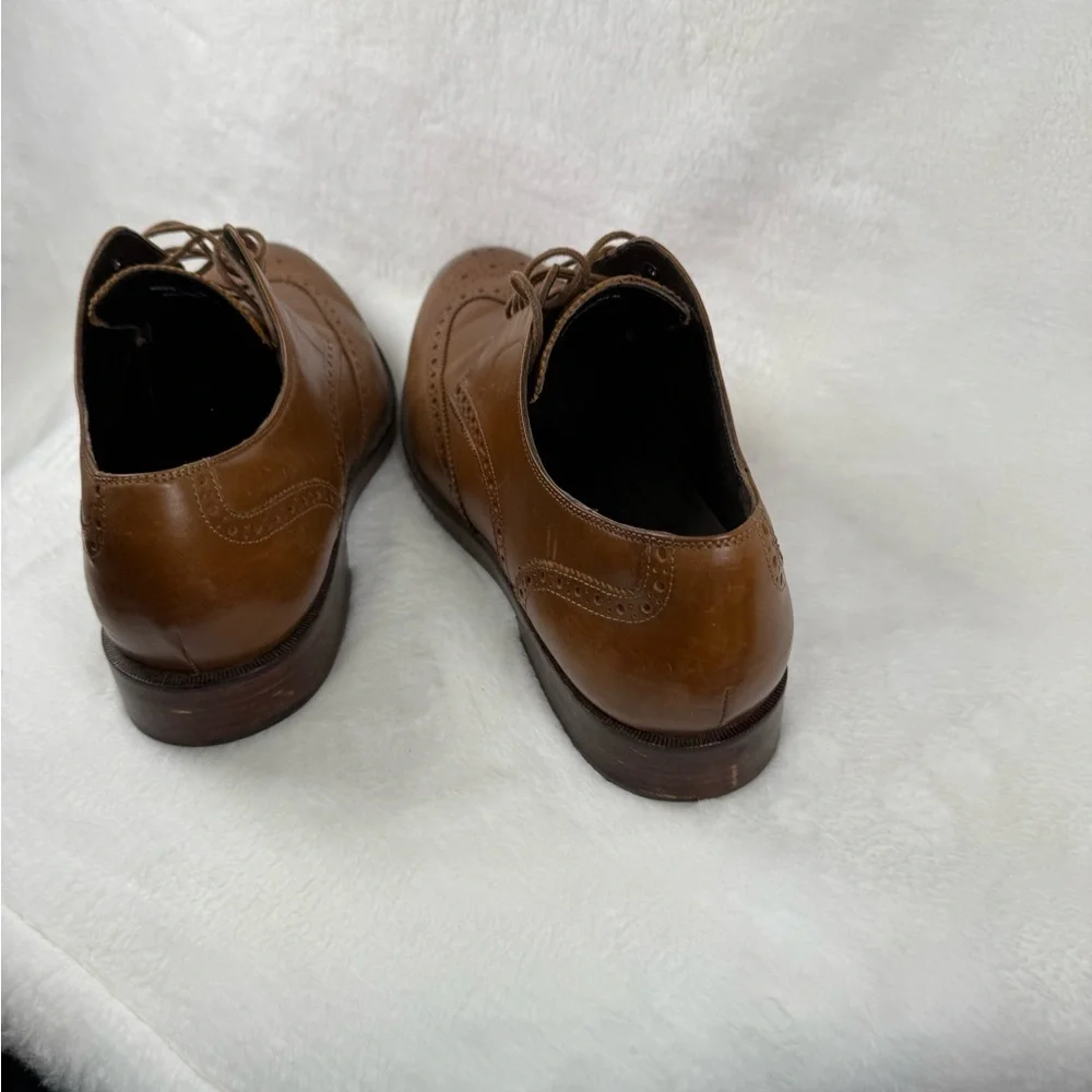 Cole Haan Men’s Wingtip Oxford Dress Shoes Grand.OS Tan Leather Size 10.5